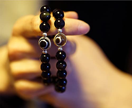 Weweno Evil Eye Bracelet 10Mm Crystal Bracelet Unisex Feng Shui Black Obsidian Wealth Bracelet (Silver) #TOP2