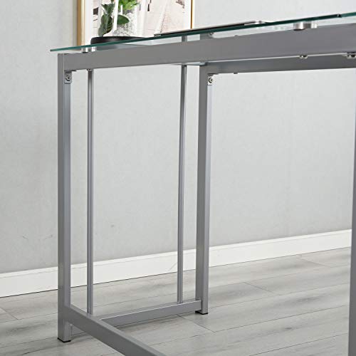 Sogeshome 39 Inches L Shaped Computer Desks, Glass L Desk Home Office Workstation Writing Table, Corner Desk Gaming Desk #TOP5