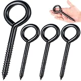 DELSWIN Eye Hooks Screw Eye Bolt - 800Lbs, 6 Inch Heavy Duty Eye Hooks, Rustproof Self Tapping Eye Bolts Eyelet Screw for Indoor & Outdoor, Hammock, Swing, Securing Cables Wire (4 Pack)