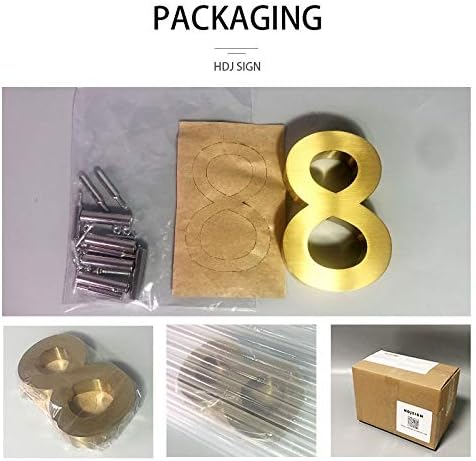 Door Plate House Numbers 0-9 ABC Outdoor Metal 3D Modern Gold Stainless Steel Lettre Sign Address Home Hotel Apartment Door Number Plate - (Size: 200mm 7in; Color: 7)