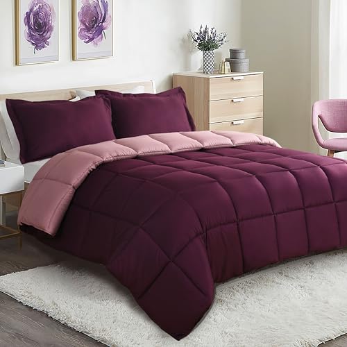 HIG 2 Pieces Plum Reversible Coverless Duvet 10.5 Tog - Single