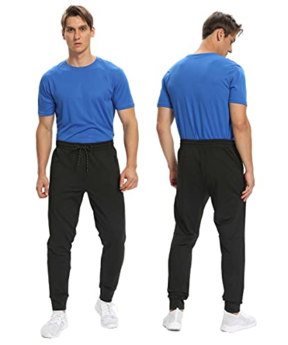 Mens 2-Pack Jogger Gym Sweatpants, Athletic Jogger Workout Pants For Men,Running Track Pants With Zipper Pockets (Black/Navy, Xl, X_L) #TOP3