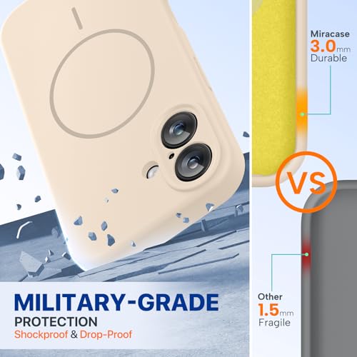 Image of Miracase Magnetic for iPhone 16 Plus Case, [Soft Anti-Scratch Microfiber Lining], Compatible with MagSafe, Liquid Silicone Shockproof Drop Protection Phone Case for 16 Plus,Sand