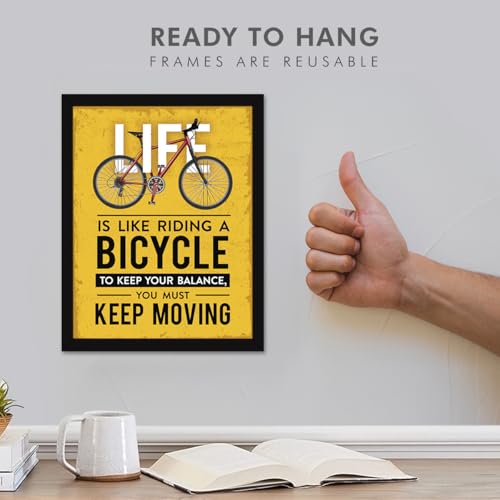 Image of Chaka Chaundh - Office Quotes Frames - Motivational Quotes Wall Frames for Office, Student -Is Like Riding A Bicycle To Keep Your Balance, You Must Keep Moving - (14 X 11 Inches)