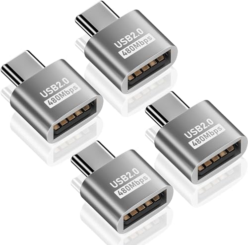 Image of ETZIN USB2.0 to USB C Adapter, USB Type C Male to USB 2.0 Type A Female Extension Connector Support 480Mbps Data Transfer, OTG Function and Charging for Phone, Laptop, USB Keyboard (4, Silver-C)