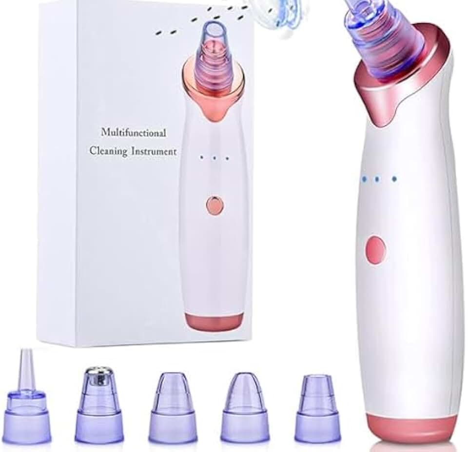 Removedor de cravos 2023, aspirador de pó elétrico, extrator de cravos, limpador de poros, kit de remoção de cabeça branca, extrator de poros com sucção também com 5 cabeças de sucção diferentes