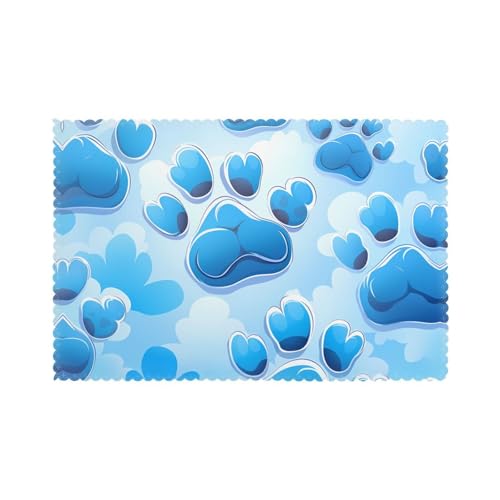 Migliora la tua esperienza culinaria con YYHHAOFA Cartoon Dog Paw Prints Prints Set di 6 tovagliette 30,5 x 45,7 cm
