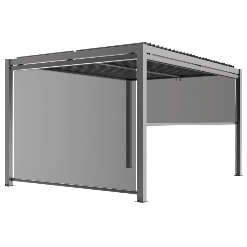 Store Latéral Rétractable en Aluminium, PVC et Polyester Gris Clair 270x218 cm pour Pergola Bioclimatique, 14 kg