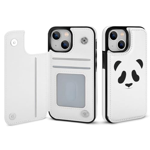 適用 iPhone15用ケース 手帳型 パンダ 顔 ねむい 悲しい おしゃれ スマホケース カード収納 スタンド機能 アイフォン15ケース 耐衝撃 PUレザー カバー 財布型 Case