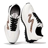 Project Cloud Trendy Sneakers for Women - Memory Foam and Non-Slip Comfortable Casual Ladies Shoes for Womens Fashion Sneakers - Lightweight Lace-up Shoes (Lecco,LEOP,8.5) Leopard