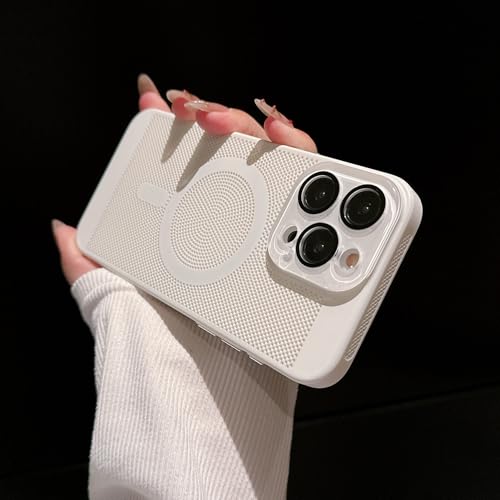 MagSafe対応 いphone15 Pro スマホ 放熱 冷却ケース 耐衝撃 マグセーフ対応 かわいい メッシュ構造 iPhone15 Pro 用ケース カメラレンズ保護 放熱性能 おしゃれ 韓国 マグネット搭載 スマホ冷却 アイフォン15 Pro 用