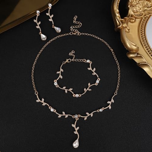 Hapibuy Crystal Bridal Wedding Jewelry Necklace Earrings Bracelet Set Rhinestone Choker Necklace For Women Brides Bridesmaid Party Accessory by Hapibuy - Used condition - Image 5