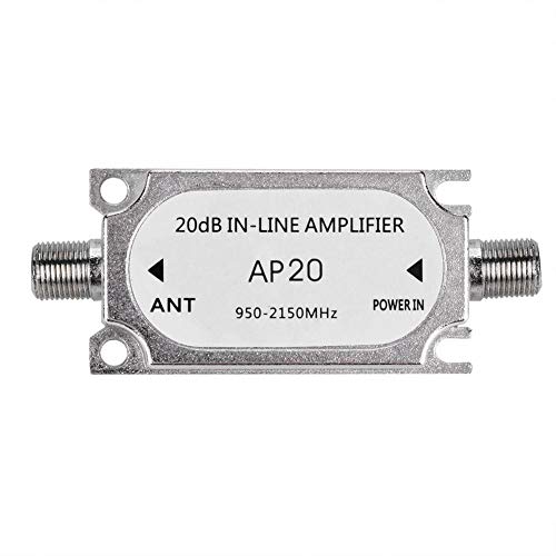 iMega - fosa 20 dB in-Line Amplifier JS-20A 500mA (MAX) Satellite Signal Inline Booster Amp for Dish Network Antenna Cable Run Channel Strength, 950-2150 MHz