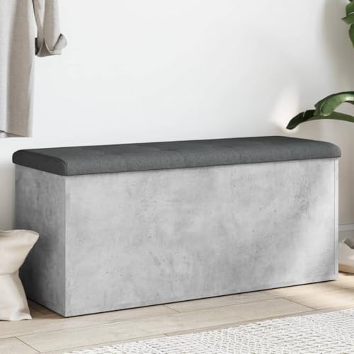 Banc avec espace de rangement béton 102cm avec coussin confortable