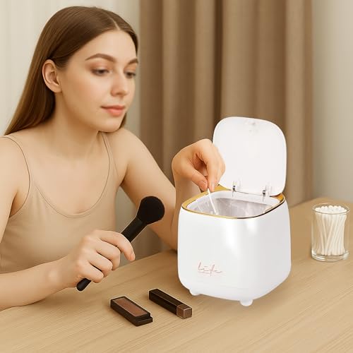 Basurero mini de escritorio portátil blanco miniatura 6