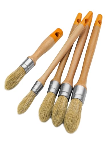 ROLLINGDOG Lot de 5 pinceaux ronds de qualité supérieure pour peinture décorative et...