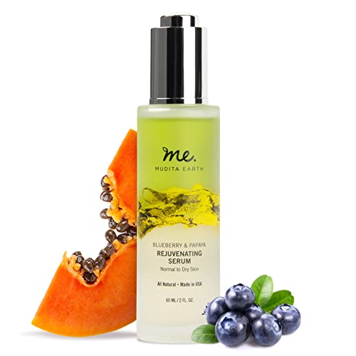 Mudita Earth - Blueberry & Papaya Rejuvenating Face Serum, Moisturizing Serum With Hyaluronic Acid, Squalane, Honey, & Vitamin B5, Facial Serum For Normal To Dry Skin, 60 Ml #TOP2