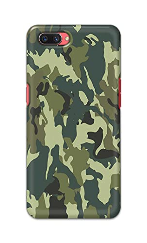 Image of PRINTFIDAA Printed Hard Back Cover Case for Oppo A3s | Oppo A5 2018 | Realme C1 | Realme C1 2019 Back Cover (Green Army Camouflage) -1803