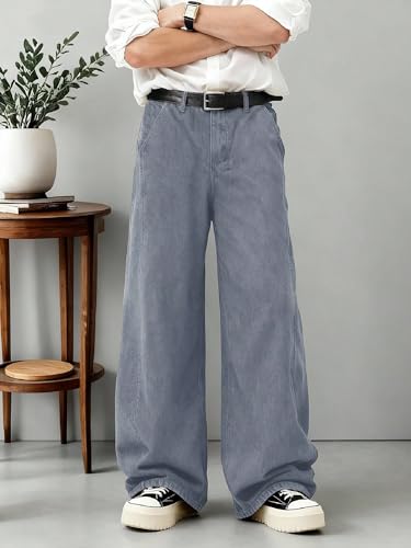 QNIM Men's Loose Fit Jeans (Gray) Grey - Image 8