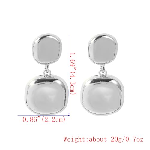 Boho Hammered Geometric Disc Metal Drop Dangle Earrings (Silver-Pierced) - image 4