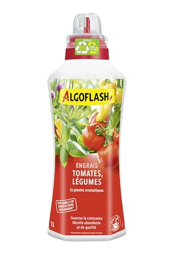 Algoflash Engrais Liquide Tomates et Légumes, Utilisable en Agriculture Biologique - 1 L, Marron
