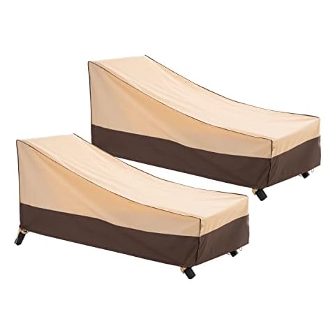 F&J Outdoors Gartenliege Abdeckung, Umweltfreundlicher Stoff Wasserdicht UV-beständige Sommer Sonnenliege Schutzhülle, Liege Plane Draußen Schneeschutz im Winter, 2 Stück, 201x76x35.5/76cm, Beige Cover