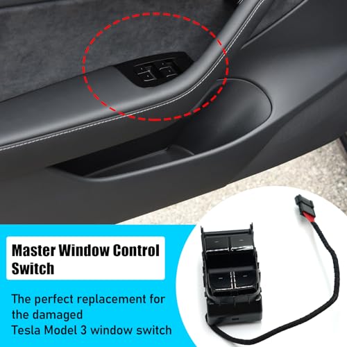 Image of Jaronx Compatible with Tesla Model 3 Window Switch, Left Front Side Driver Side Power Master Window Switch for Tesla Model 3 2017 2018 2019 2020, Replace for 1081037-01-F 1081037-01-D | Power Master Window Switch for Tesla Model 3 2017 2018 2019 2020, Replace for 1081037-01-F 1081037-01-D