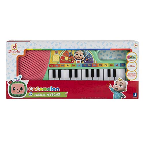 CoComelon Official First Act Musical Keyboard, 23 Keys; Music and ABC Songs Pre-Recorded, Educational Music Toys, Carry N’ Go Handle