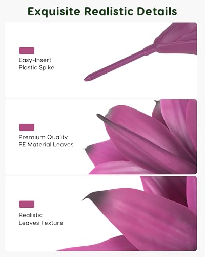 Image of Velener 14 Inch Artificial Agave Plants, UV Resistant Fake Outdoor Plants, Small Faux Plants for Indoor Decor(Purple)-2 Pack