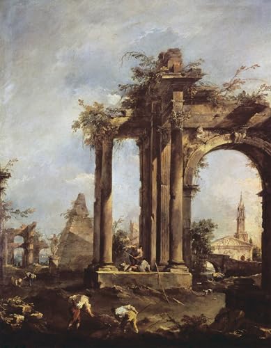 Toile murale Francesco Guardi 60x90cm avec ruines romaines pour salon