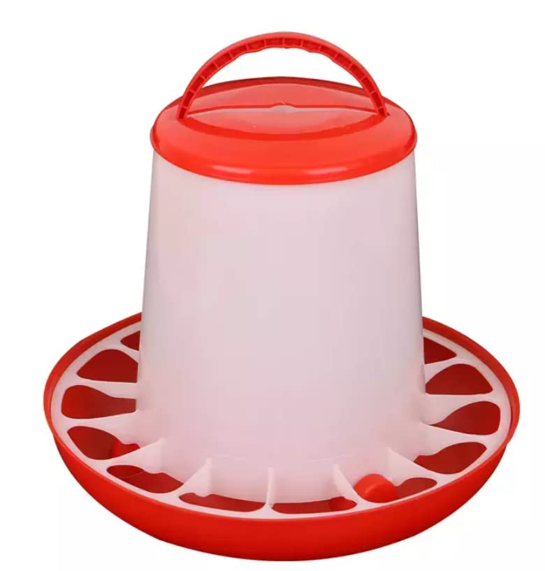 Chicken feeder 1kg 3kg 6kg & drinker/waterer 1L 3L 6L Poultry Hen Bird Red feed water containers accessories (1kg feeder)