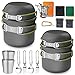 AUTOPkio Set di Pentole da Campeggio, 18 PCS Pentola e Padella Campeggio in Alluminio con Fornello da Campeggio, Tazza, Posate Pieghevoli Stoviglie Campeggio per Picnic Trekking Escursionismo