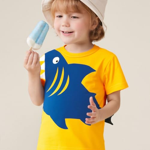 Image of DEEKEY Toddler Boys Shirts Short-Sleeve Little Kids t Shirts Boys' Tops, Tees & Shirts Graphic TEE Age for 2-7 Years 4-Pack