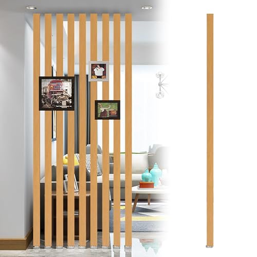 GAOXIAO Listones de Madera Decorativos Separador de Ambientes, Columna Divisoria de Entrada de Pie, Biombo de Privacidad, Divisor de Habitaciones de Comedor Dormitorio Gold 60 x 5 x 5cm