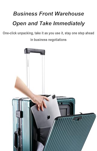 Premium Hardshell Luggage with TSA Push-Lock, 20 Inch Aviation-Standard Carry On Suitcase, Collapsible Cup Holder, Ergonomic Hooks (green)3