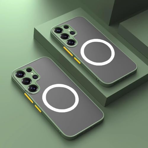 Funda magnética S22 Ultra carcasa mate verde claro anti-caídas