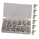 VINTORKY Galvanized Nickel Grease Nozzle Straight Angled Grease Fitting Assortment Automotive Industrial Lubrication Kit