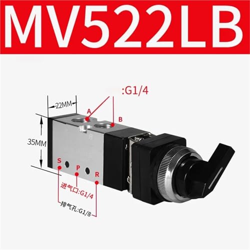 Vanne pneumatique MV522LB 5 voies avec commande à impulsion manuelle - 3