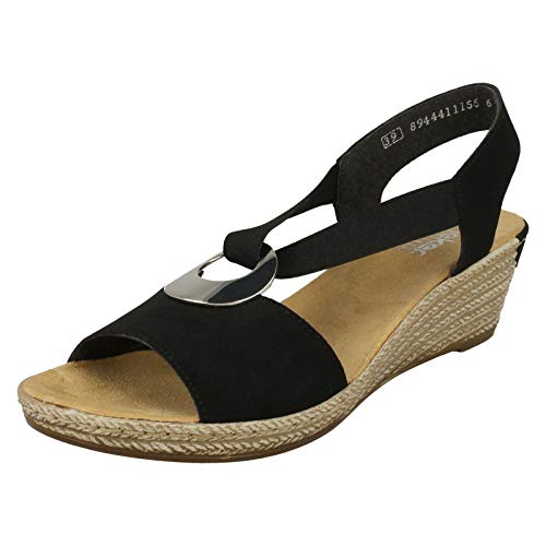 Image of Rieker 624H6 Fanni Women's Wedge Sandals - Lightweight, Comfortable and Supportive - Slip On Sandals with Cushioned Insole and High Wedge for Everyday Stylish Wear