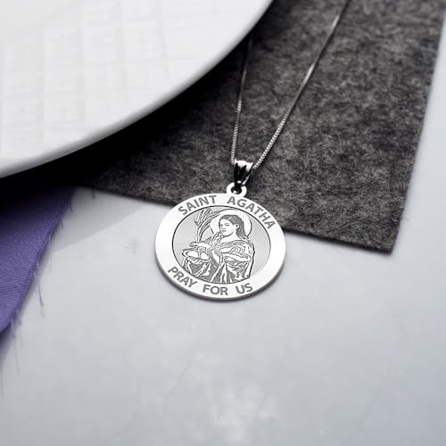 PicturesOnGold.com Saint Agatha Religious Medal - 3/4 Inch Size of a Nickel -Sterling Silver4