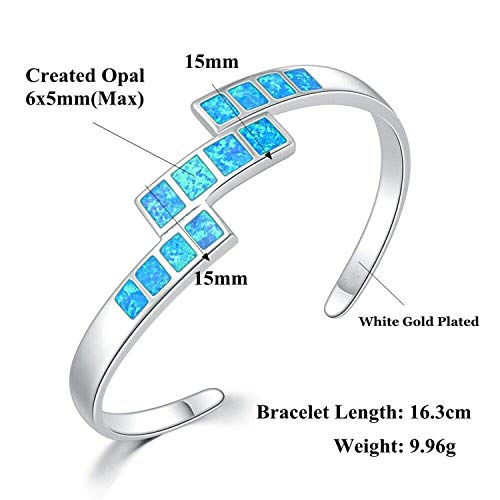 Cinily Ladies Blue Cuff Bangle Bracelets 18K White Gold Plated Opal Bracelets For Women Jewelry Large Gems Bangle Bracelet #TOP5