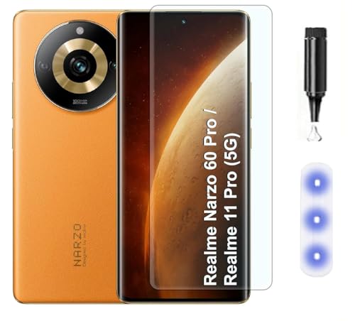 Image of MACLEN Ultra Premium HD Adavnced Glue UV Curved Tempered Glass for Realme Narzo 60 Pro | With HD clearity full curved edge protection and Installation Kit