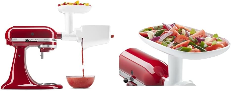 KitchenAid KSMFVSP Fruit and Vegetable Attachment Strainer, White & KSMFT Food Grinder Accessory, Fits KSMFGA, Plastic, White