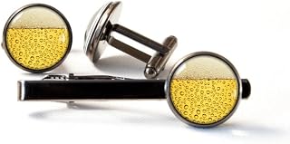 ビールジュエリー カフスボタン タイクリップ ビールカフスボタン ビールタイクリップ ドリンク ガラス 宝石なし ガラス 宝石なし, ガラス, 宝石なし