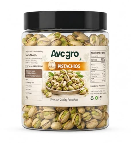 Image of Avogro Premium Pistachio Nuts - Crunchy, Naturally Delicious, Protein-Rich Dry Fruit for Snacking & Cooking (1 kg)
