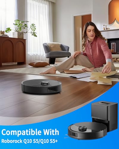 Tixexo Zubehörset für Roborock Q10 S5 / Q10 S5+ Staubsauger, 1 Hauptbürste, 4 Hepa-Filter, 6 Wischtücher, 6 Seitenbürsten, Ersatzteile für Roborock Q10 S5