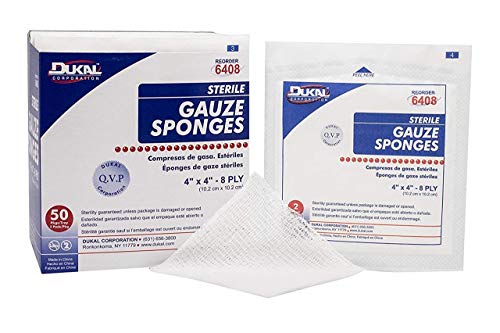 Dukal 6408 Gasas, 8 capas, estériles, 4" x 4", blanco (paquete de 1200) miniatura 1