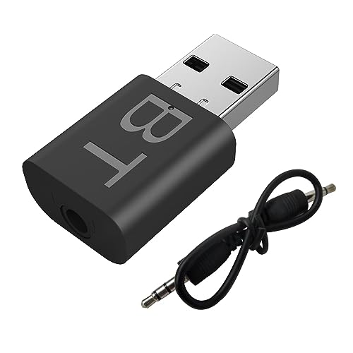 GRABOTE Bluetooth 5.0 USB Receiver Wireless Audio Adapter 3.5mm Bluetooth Assisted Adapter for Car TV PC Headset Home Stereo, USB Power