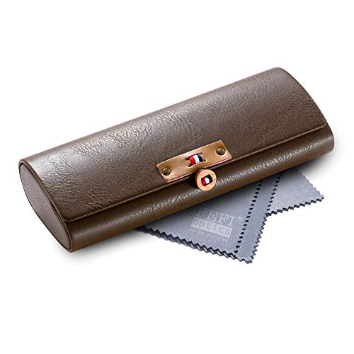 Preisvergleich Produktbild FEFI - Hochwertiges Hardcase Brillenetui in Leder-Optik (Dunkelbraun)