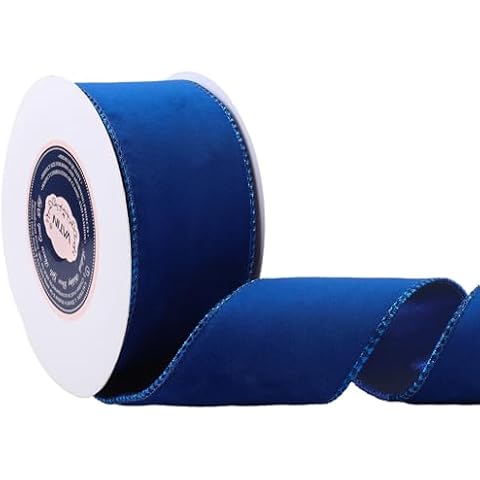 VATIN Blue Velvet Wired Ribbon for Christmas Cover